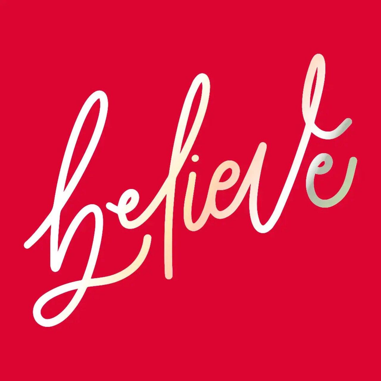 Red “Believe” Foil Cocktail Napkins – 20 Pack 3-Ply Holiday Party Beverage Napkins